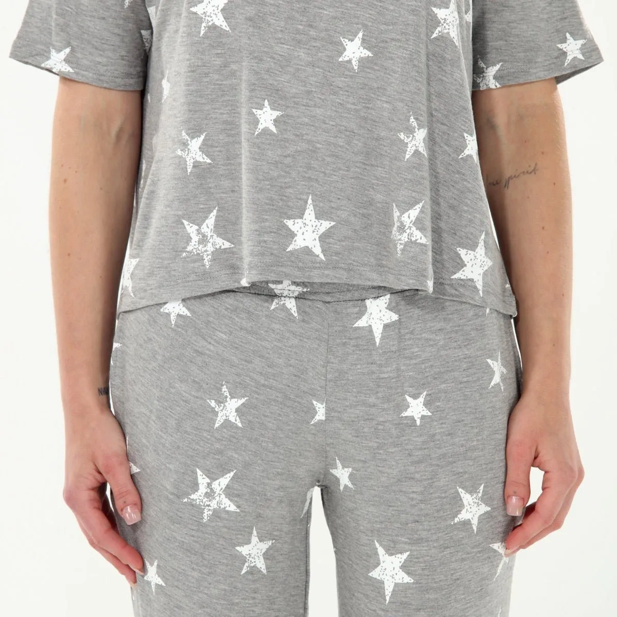 Sun Lover PJ Set In Heather Grey Stars