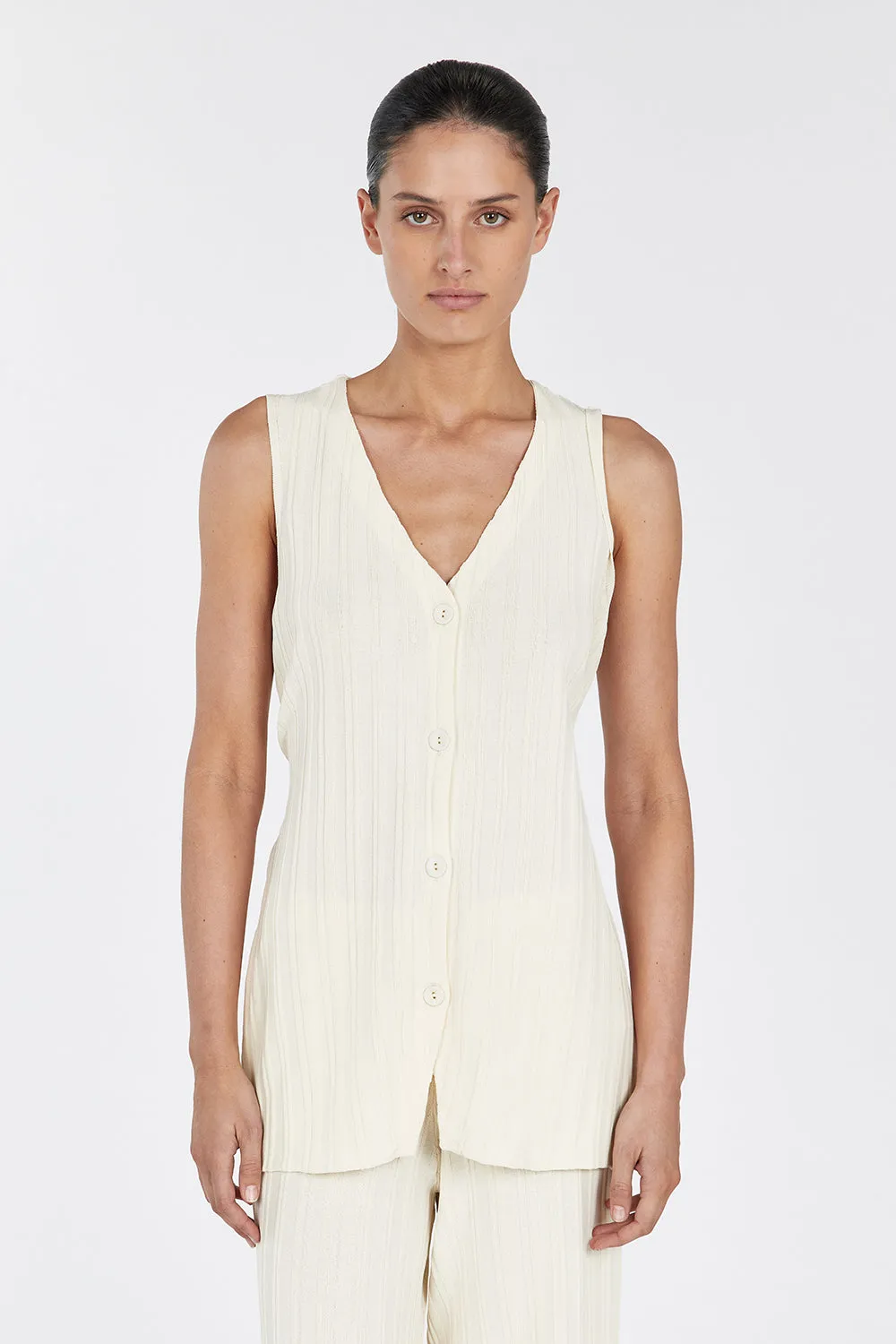 SYLVIA CREAM LONGLINE VEST