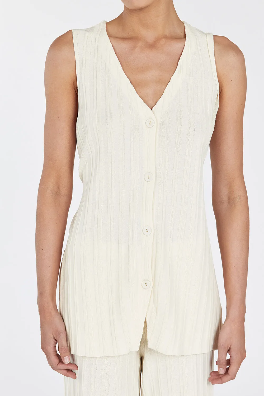 SYLVIA CREAM LONGLINE VEST