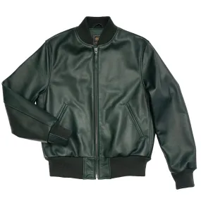 The Ashbury - Dark Green Aniline Cow Baseball Jacket - Contemporary Fit