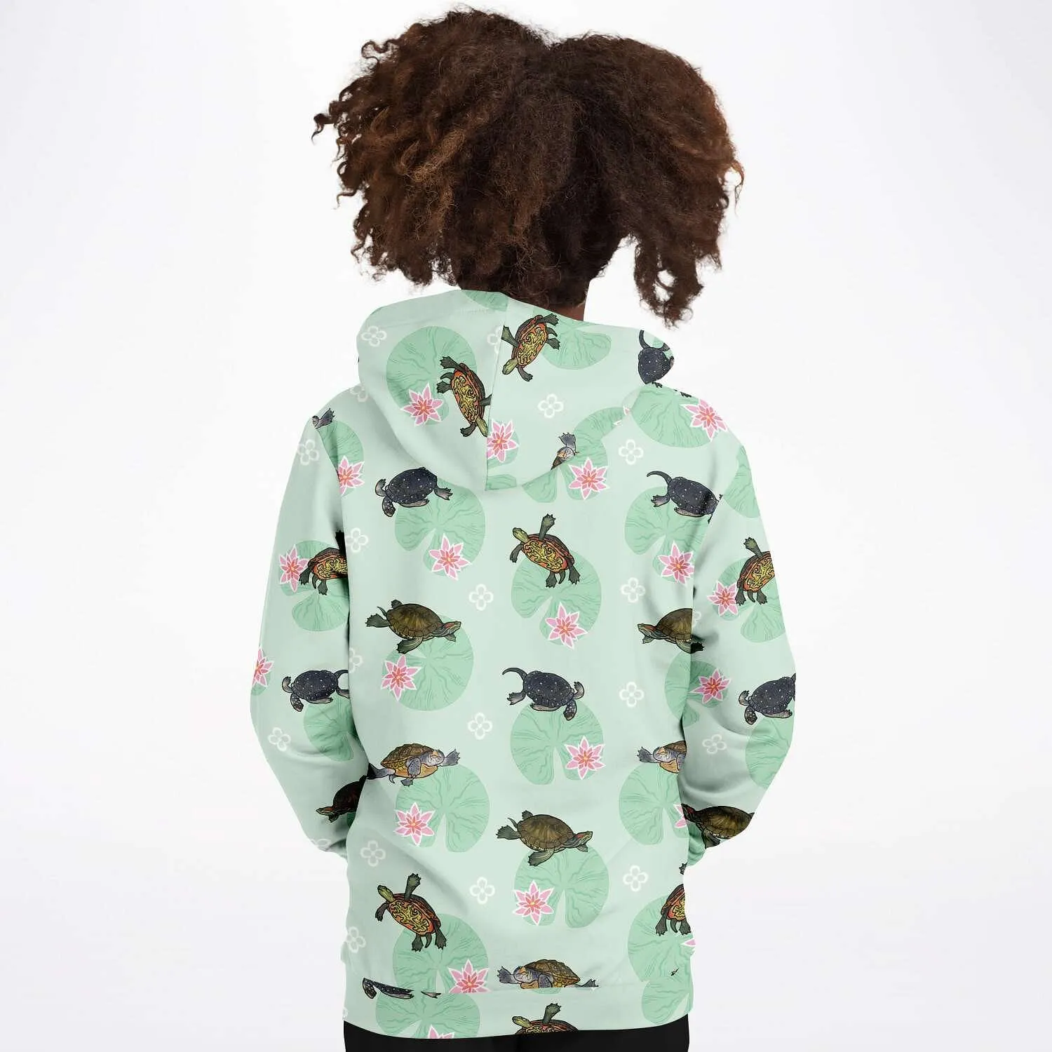 Turtle with Lilly Pads Kids Hoodie, Cute Reptile Gift Pullover