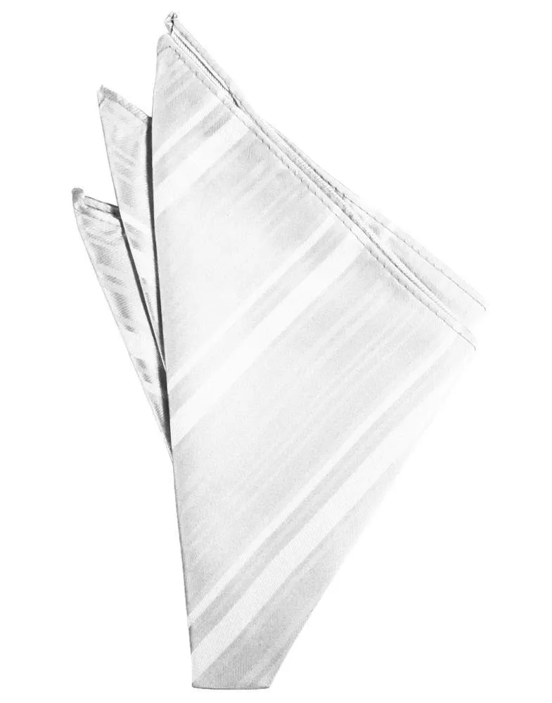 White Striped Satin Pocket Square